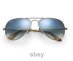 RAY BAN AVIATOR Sunglasses LIGHT BLUE GRADIENT Lens GOLD Frame RB3025 58/14