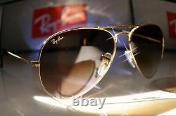 RAY BAN AVIATOR Sunglasses LIGHT BROWN GRADIENT Lens, GOLD Frame RB3025 58/14
