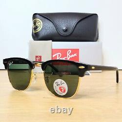 RAY-BAN CLUBMASTER 3016 901/58 51mm BLACK/GREEN POLARIZED Sunglasses