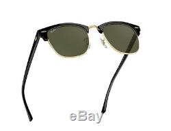 RAY BAN CLUBMASTER Green Classic G-15 Lens, Black Frame, RB3016 Sunglasses 51/21