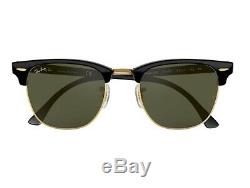 RAY BAN CLUBMASTER Green Classic G-15 Lens, Black Frame, RB3016 Sunglasses 51/21
