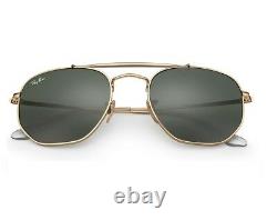 RAY BAN MARSHAL RB3648 54-21 HEXAGONAL Sunglasses Classic G15 Lens, Gold Frame