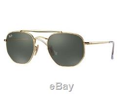 RAY BAN MARSHAL RB3648 HEXAGONAL Sunglasses Classic G15 Lens, Gold Frame