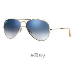 RAY BAN RB3025 58/14 AVIATOR Sunglasses LIGHT BLUE GRADIENT Lens, GOLD Frame