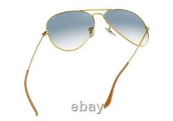 RAY BAN RB3025 Sunglasses AVIATOR 58/14 LIGHT BLUE GRADIENT Lens, GOLD Frame