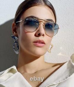 RAY BAN RB3648 54-21 MARSHAL Sunglasses LIGHT BLUE Lens, Gold Frame HEXAGONAL
