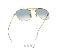 RAY BAN RB3648 54-21 MARSHAL Sunglasses LIGHT BLUE Lens, Gold Frame HEXAGONAL