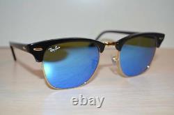 RAY BAN Sunglasses CLUBMASTER RB3016 51/21 BLACK Frame / BLUE FLASH Lens