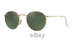 RAY BAN Sunglasses RB3447 001 ROUND METAL 50-21, Green Classic Lens, Gold Frame