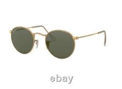 RB3447 POLARIZED Sunglasses RAY BAN ROUND METAL 50-21, Green Lens, Gold Frame