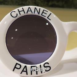 Rare Chanel Iconic Paris White Round Sunglasses #01945/10601 Excell Condition