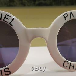 Rare Chanel Iconic Paris White Round Sunglasses #01945/10601 Excell Condition