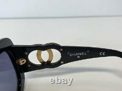 Rare Vtg Chanel Black Gold CC Logo Sunglasses