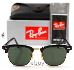 Ray-Ban Clubmaster Classic POLARIZED Sunglasses RB3016 901/58 51mm Green Lens