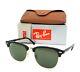 Ray Ban Clubmaster Rb3016f 901/58 Black / Green Polarized 55mm Sunglasses