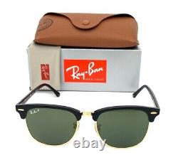 Ray Ban Clubmaster RB3016F 901/58 Black / Green Polarized 55mm Sunglasses