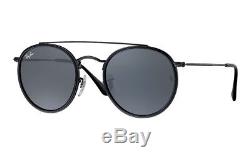 Ray Ban Double Bridge Sunglasses RB3647N 51/22 Black Frame / BLUE-GRAY Lens