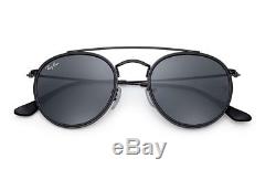 Ray Ban Double Bridge Sunglasses RB3647N 51/22 Black Frame / BLUE-GRAY Lens