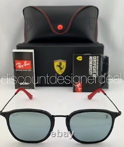 Ray-Ban RB2448M Ferrari Sunglasses F614/30 Matte Black Silver Mirror Lenses 53mm