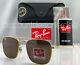 Ray-ban Rb3588 Square Sunglasses 9013/73 Matte Gold Frame Brown Lenses 55mm New