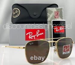 Ray-Ban RB3588 Square Sunglasses 9013/73 Matte Gold Frame Brown Lenses 55mm NEW