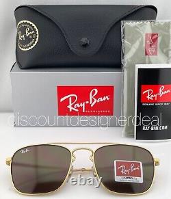 Ray-Ban RB3588 Square Sunglasses 9013/73 Matte Gold Frame Brown Lenses 55mm NEW