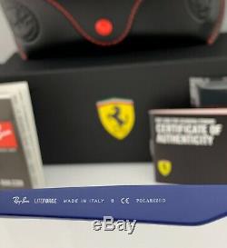 Ray-Ban RB4195M Ferrari Sunglasses F604/H0 Matte Blue Blue Mirror Polarized Lens