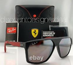 Ray-Ban RB4309M Ferrari Sunglasses F602/H2 Matte Black Silver Mirror POLARIZED