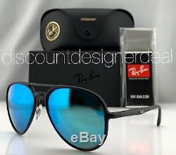 Ray-Ban RB4320CH Aviator Sunglasses 601SA1 Matte Black Blue Mirror POLARIZED