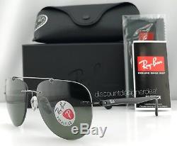 Ray Ban RB8059 Aviator Sunglasses 004/9A Gray Metal Green Polarized Lens 57mm