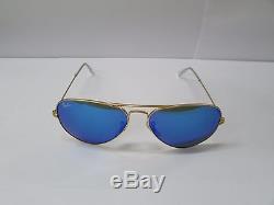 Ray-Ban Sunglasses 3025 112/17 Aviator BLUE Mirror Gold Frame NEW & 100%Original