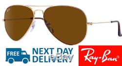 Ray-Ban Sunglasses Aviator 3025 001/33 Gold Brown Medium 58mm