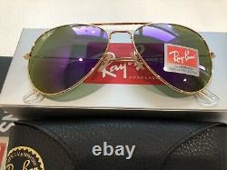 Ray-Ban Unisex Aviator VIOLET PURPLE Sunglasses Women Flash Lenses USA