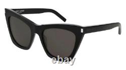 SAINT LAURENT YSL 214 Kate 001 Cat Eye Black Grey 55 mm Women's Sunglasses