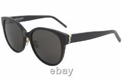 SAINT LAURENT YSL M39 K 001 Shiny Black Solid Black 57 mm Women's Sunglasses