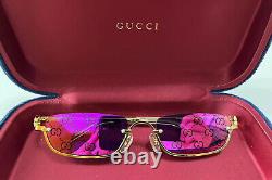 SALE! New Gucci GG1278S 005 Mirror Lens Rectangular Monogram Sunglasses Pink