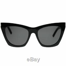 Saint Laurent SL 214 Kate 001 Black Plastic Cat-Eye Sunglasses Grey Lens