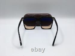 TOM FORD FT0764/S Women's Black Frame Grey Gradient Lens Square Sunglasses 58MM