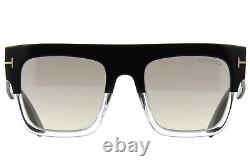 TOM FORD RENEE FT0847 05C Sunglasses Black & Clear Frame Gray Lenses 52mm