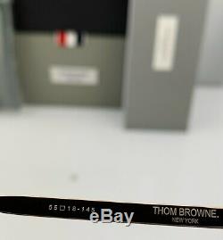 Thom Browne Aviator Sunglasses Matte Black Pale Gold Metal Gray TB-809-A-BLK-GLD