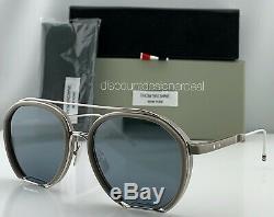Thom Browne Aviator Sunglasses TBS810-56-02 Gray Frame Silver Flash Lens NEW