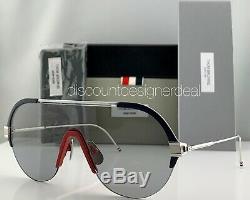 Thom Browne Aviator Sunglasses TBS811-144-03 Red White Blue Frame Silver Lens