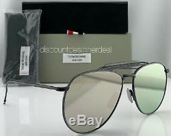 Thom Browne Aviator Sunglasses TB-015-LTD-BLK-GRY Black Frame Gray Flash Lens 62