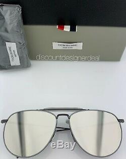 Thom Browne Aviator Sunglasses TB-015-LTD-BLK-GRY Black Frame Gray Flash Lens 62