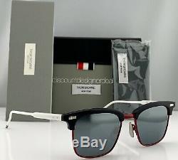 Thom Browne Clubmaster Sunglasses Blue Red White Silver Lens TB-711-D-T-NVY-RED