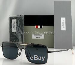 Thom Browne Rectangular Sunglasses TBS909-49-04 Black Metal Gold Frame Gray Lens