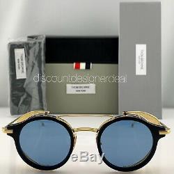 Thom Browne Round Sunglasses TB804-B-NVY-GLD Gold Navy Blue Frame Blue Lens 45mm
