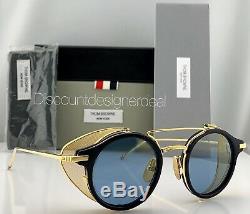 Thom Browne Round Sunglasses TB804-B-NVY-GLD Gold Navy Blue Frame Blue Lens 45mm
