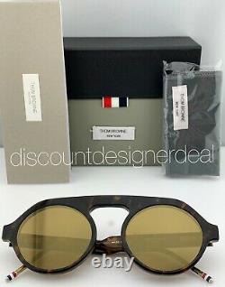 Thom Browne Round Sunglasses TBS413-52-02 Tortoise Brown Gold Flash Lens 52mm
