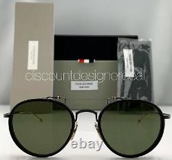 Thom Browne Round Sunglasses TBS815-53-01 Matte Gray Black Dark Green Lens 53mm